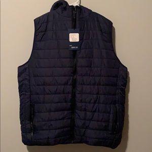 NWT Navy blue vest with hood